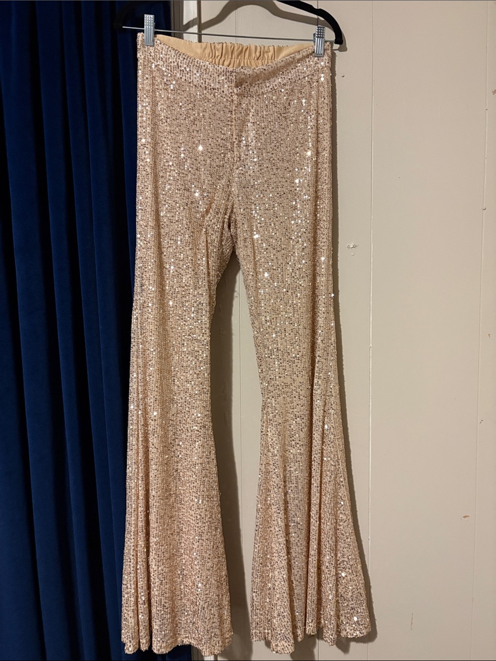 Sequin Flare Pants in Champagne - Women's Boot Cut